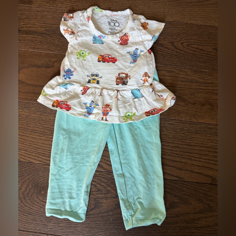 Disney 100 White Baby Outfit with Colorful Characters